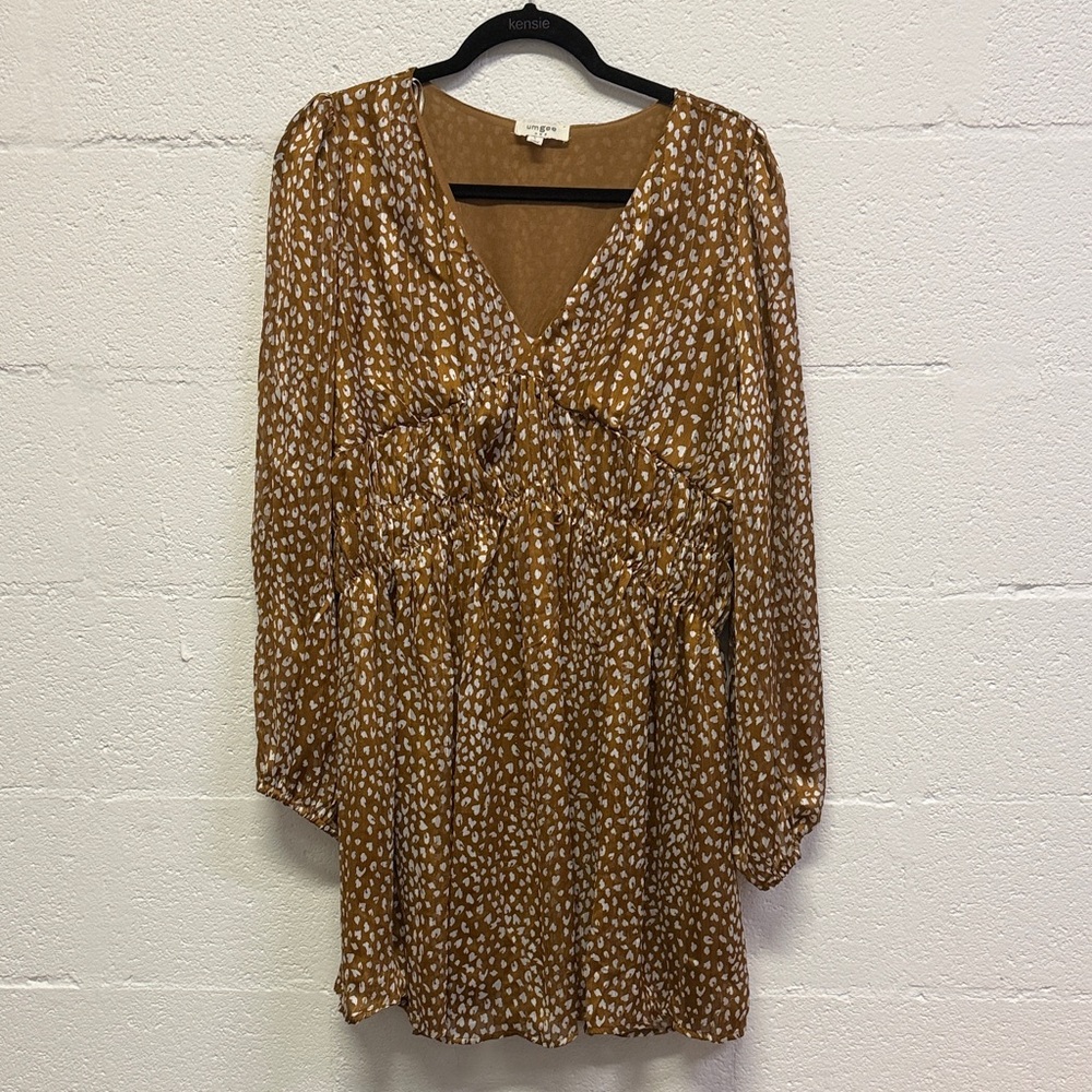 Umgee Copper Bronze and Cream Patterned Dress